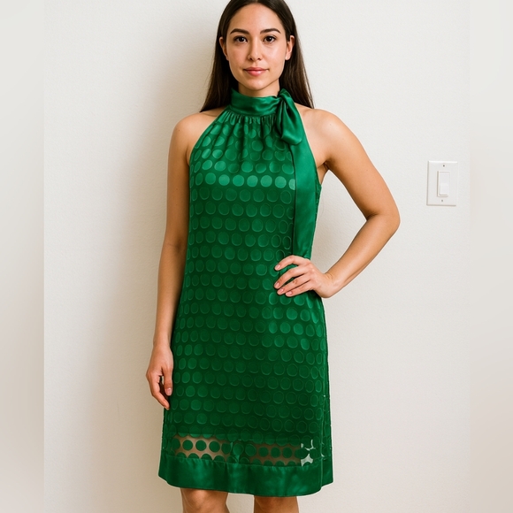 SNAP. Green Women's dress, Sleeveless with Satain Tie, Size 7 - Picture 1 of 13